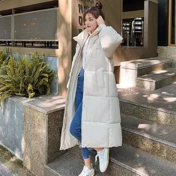 Зимняя женская хлопковая куртка с капюшоном, защитой шеи, длинными рукавами, карманами, застежкой-молнией M хаки