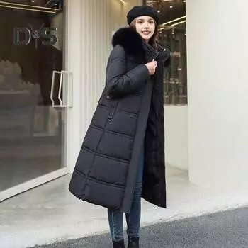 Зимняя женская хлопковая куртка с капюшоном, защитой шеи, длинными рукавами, карманами, длиной до середины голени, застежкой-молнией, стеганым пальто, однотонная ветрозащитная верхняя одежда M белый