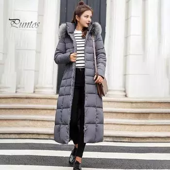 Зимняя женская хлопковая куртка со съемным капюшоном, защитой шеи, длинными рукавами, карманами, длиной до колена, застежкой-молнией, стеганое пальто, однотонная ветрозащитная верхняя одежда M чёрный