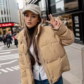Зимняя женская хлопковая куртка, женская с высоким воротником, утепленная куртка из хлопка, женские однотонные пальто, парки, женская стеганая куртка S белый