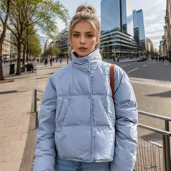 Зимняя женская хлопковая куртка, женская с высоким воротником, утепленная куртка из хлопка, женские однотонные пальто, парки, женская стеганая куртка S чёрный