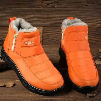 Зимняя женская хлопковая обувь 2024 года, новые унисекс, утолщенные плюшевые теплые зимние сапоги, большие размеры для женщин, короткие сапоги для мужчин, сапоги для рыбалки 35 чёрный