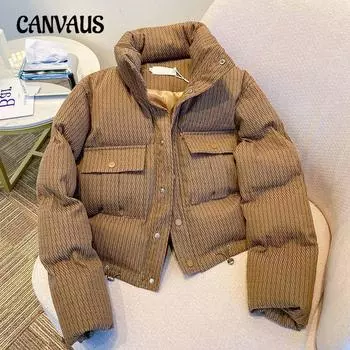 Зимняя женская хлопковая одежда больших размеров с пуховиком, короткая утолщенная повседневная свободная куртка из хлопка S хаки