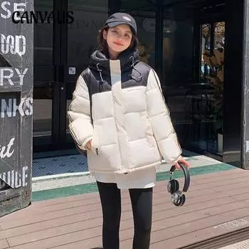 Зимняя женская хлопковая одежда больших размеров с капюшоном из хлопка, короткая куртка для пары M чёрный