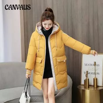 Зимняя женская хлопковая одежда средней длины, свободная куртка больших размеров из плотного хлопка S белый