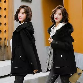 Зимняя женская хлопковая пуховая куртка, утолщенная длинная парка со съемной подкладкой, свободное пальто M