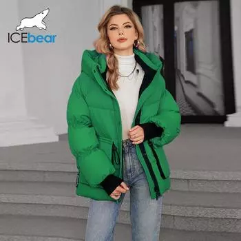 Зимняя женская короткая повседневная утепленная парка с большими карманами, женская куртка-пуховик с капюшоном и застежкой-молнией 42 лес зеленый