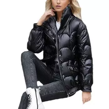 Зимняя женская куртка, блестящая хлопковая стеганая куртка, женская свободная короткая толстая теплая женская верхняя одежда M