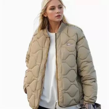 Зимняя женская куртка-бомбер 2024 года, новая женская утепленная хлопковая куртка, женская повседневная толстовка с ромбом, женская стеганая куртка M хаки