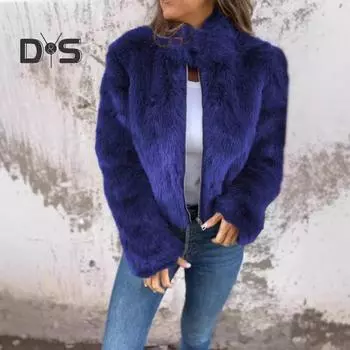 Зимняя женская куртка из искусственного меха лисы с высоким воротником, уютная куртка на молнии, однотонная, для холодной погоды, знаменитая верхняя одежда для отдыха на открытом воздухе S зелёный