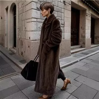 Зимняя женская куртка-пальто с лацканами 2024 года S