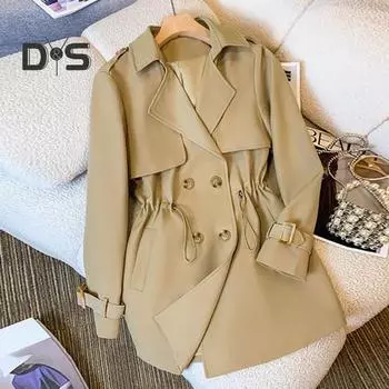 Зимняя женская куртка с длинными рукавами, эластичным шнурком на талии, карманами, ветровка, двубортное пальто средней длины, ветрозащитное теплое пальто M белый