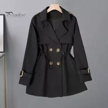 Зимняя женская куртка с длинными рукавами, эластичным шнурком на талии, карманами, ветровка, двубортное пальто средней длины, ветрозащитное теплое пальто M белый