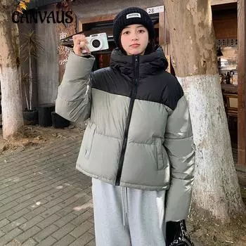 Зимняя женская куртка с капюшоном и шнурком из хлопка с утолщением и завязками на шнурке для женщин больших размеров M белый