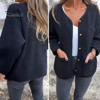 Зимняя женская куртка с круглым вырезом, однобортный кардиган с длинными рукавами, верхняя одежда с карманами, теплое, сохраняющее тепло пальто для поездок на работу XL хаки