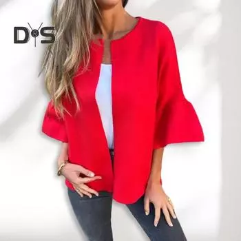 Зимняя женская куртка с круглым вырезом, толстый флисовый кардиган с открытыми стежками, рукава три четверти, теплое удерживающее тепло уличное пальто XL чёрный