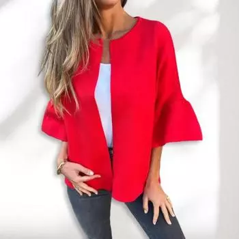 Зимняя женская куртка с круглым вырезом, толстый флисовый кардиган с открытыми стежками, рукава три четверти, теплое удерживающее тепло уличное пальто XXXL зелёный