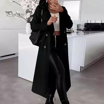 Зимняя женская куртка с поясом на шнуровке, длинными рукавами и карманами, ветровка, двубортное пальто длиной до икры, ветрозащитное теплое пальто S вино красного