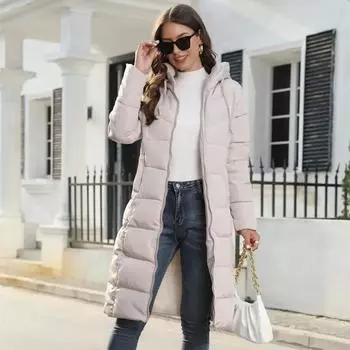 Зимняя женская куртка средней длины с капюшоном из тонкого хлопка, теплое пуховое пальто из хлопка S красный