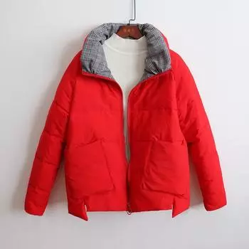 Зимняя женская куртка, утепленное теплое хлопковое пальто больших размеров, верхняя одежда размера «хлеб» L красный