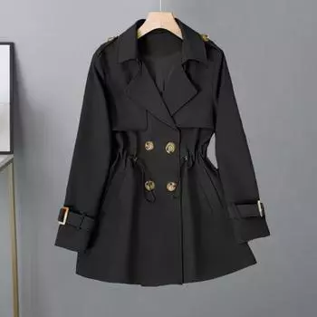 Зимняя женская куртка Yousheng с длинными рукавами, эластичным шнурком на талии, карманами, ветровка, двубортное пальто, ветрозащитное теплое пальто средней длины M белый