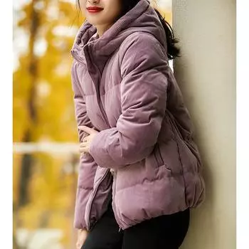 Зимняя женская мода утолщенный дизайн нишевый пуховик S фиолетовый