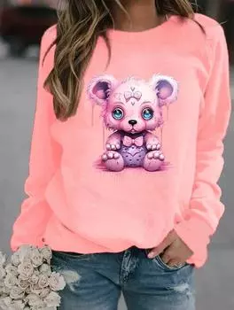 Зимняя женская модная толстовка с круглым вырезом и множеством модных узоров S