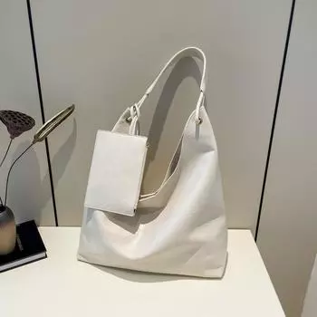 Зимняя женская новая однотонная ПУ универсальная сумка-тоут большого объема для отдыха на плече