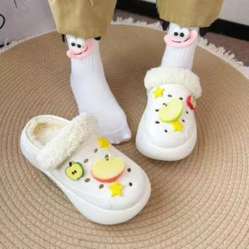 Зимняя женская обувь из мультфильмов 2024 года, новые туфли из ЭВА с толстой подошвой, легкие и удобные женские тапочки на толстой подошве, Zapatos 36 бежевый