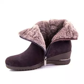 Зимняя женская обувь из овечьей замши, шерстяные меховые плюшевые зимние сапоги, обувь из натуральной кожи, ботильоны
