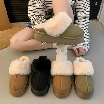 зимняя женская обувь мода теплая зимняя обувь повседневная обувь мокасины 35 чёрный