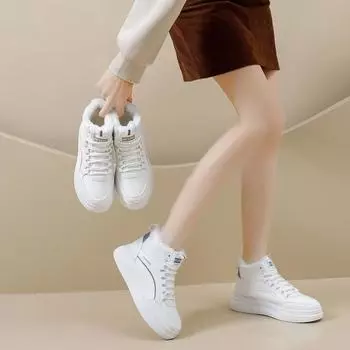 Зимняя женская обувь, теплая плюшевая женская повседневная обувь на меху, модные кроссовки на шнуровке, зимние ботинки на платформе, вулканизированная обувь 35 синий