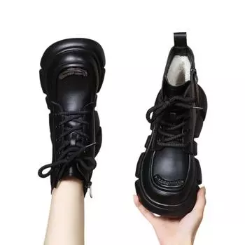 Зимняя женская обувь Водонепроницаемые модные женские ботинки Толстые подошвы Теплые модные повседневные универсальные удобные женские зимние ботинки 35 чёрный