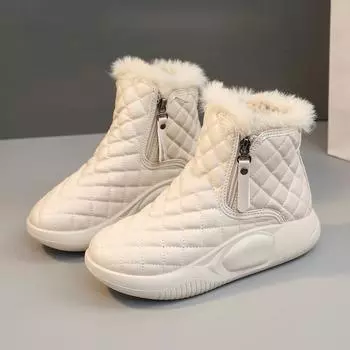 Зимняя женская обувь, женские кроссовки на шнуровке, зимние ботильоны, непромокаемая теплая женская обувь на платформе 35 чёрный