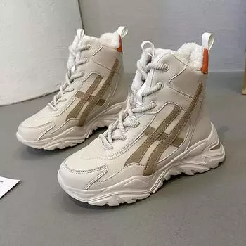 Зимняя женская обувь женские кроссовки зимние ботильоны водонепроницаемые теплые ботинки на платформе женская обувь 42 чёрный