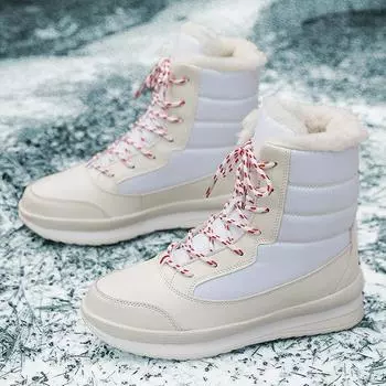 Зимняя женская обувь Зимние ботинки Высокие теплые студенческие женские хлопковые ботинки Плюс бархатные туфли 35 чёрный