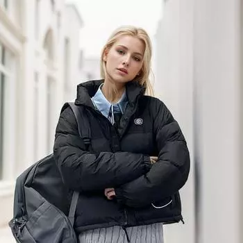Зимняя женская одежда Bread, стеганая куртка, женская Flow, персонализированная уличная короткая, воротник-стойка, стеганая одежда S чёрный