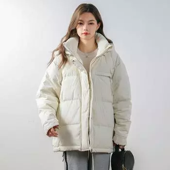 Зимняя женская одежда для хлеба с капюшоном, съемная короткая куртка-пуховик, утолщенная куртка на утином пуху One Size чёрный