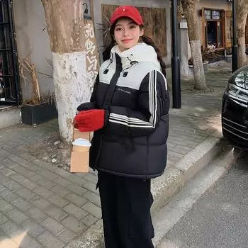 Зимняя женская одежда, холодное пальто, теплая стеганая куртка с капюшоном, парка в стиле пэчворк с длинным рукавом, молния, студенческая хлопковая куртка с подкладкой, толстая M