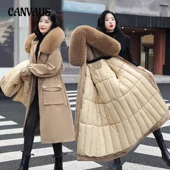 Зимняя женская парка больших размеров со съемной подкладкой и утеплителем из хлопка, длинная хлопковая одежда M хаки