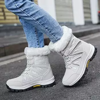 Зимняя женская плюшевая походная обувь, теплая хлопковая обувь 36 чёрный