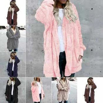 Зимняя женская плюшевая теплая куртка средней длины, двухстороннее антимеховое пальто, осенне-зимний теплый меховой топ S серый