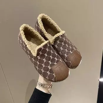 Зимняя женская противоскользящая обувь на плоской подошве, размеры 36–41, теплые плюшевые ботинки для широкой и пухлой стопы 36 чёрный