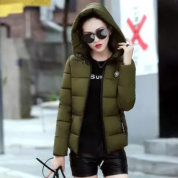 Зимняя женская пуховая хлопковая парка с коротким меховым воротником, пальто с капюшоном, стеганая куртка L красный