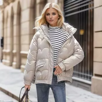 Зимняя женская пуховая куртка с хлопковой подкладкой, куртка-хлеб, куртка с воротником-стойкой, куртка с хлопковой подкладкой M