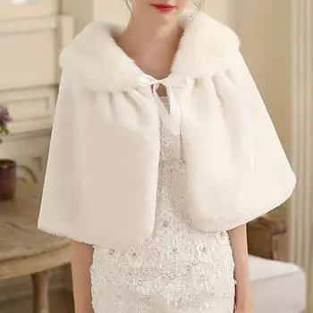 Зимняя женская шаль, пушистая, толстая, имитация кашемира, сплошной цвет, на шнуровке, морозостойкая защита плеч, теплая накидка на плечо для свадьбы, выпускного вечера, пончо белый