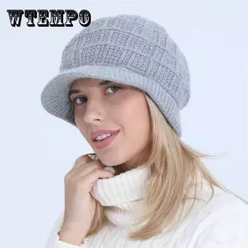 Зимняя женская шапка, роскошные вязаные шапки, женские мягкие эластичные теплые шапки, шапочки, головные уборы, однотонная кепка для девочек