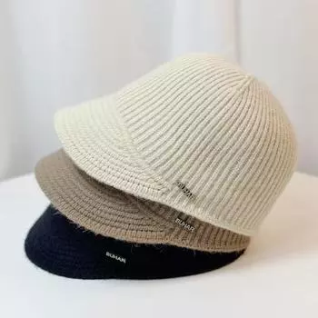 Зимняя женская шапка-утконос, полосатая женская однотонная вязаная шапка, шапка для верховой езды 54-58 average size