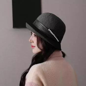 Зимняя женская шапка-ведро Шляпа-рыбак One Size чёрный