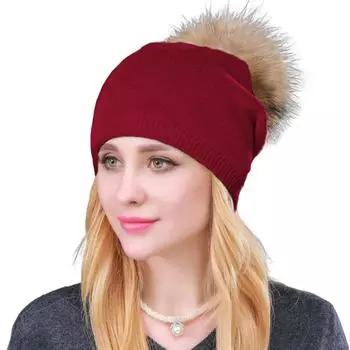 Зимняя женская шапка, вязаная, толстая, эластичная, плюшевая, с декором в виде мяча, однотонная, теплая, для повседневной носки, для катания на лыжах, коньках, серый